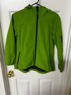 Green Kids Hooded Softshell Jacket - Black Diamond
